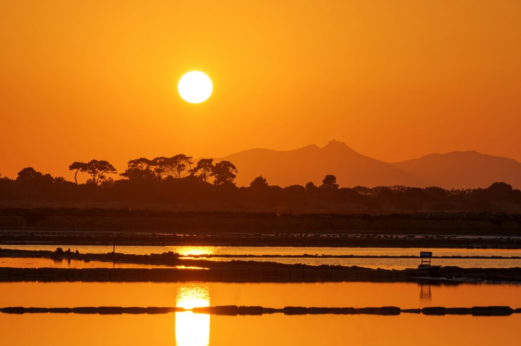 Sunset at the saltpans of Trapani